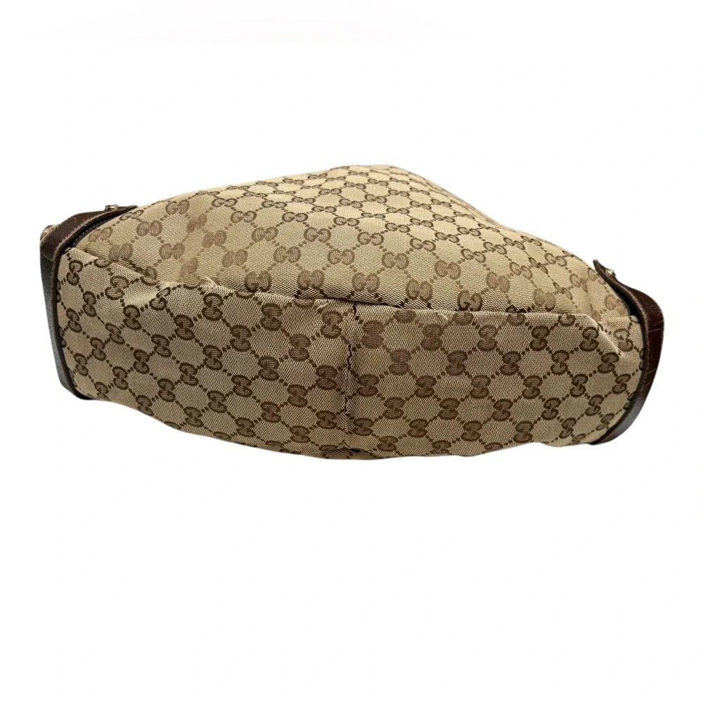 Gucci GG Canvas Brown Leather Trim Shoulder Tote Bag Gold-tone Hardware - Picture 2 of 13